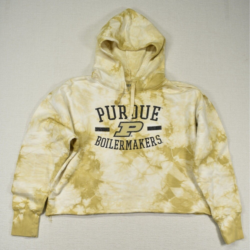 Perdue University Boilermakers Tie Dye Cutoff Hoodie Sweatshirt Womens L